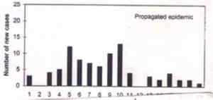 Fig. 11b. Epidemic curve of the propagated type. 